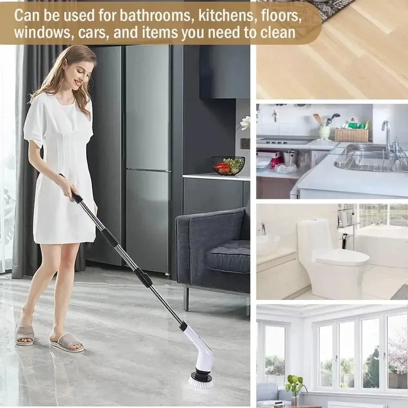 Brosse de nettoyage électrique rotative sans fil, multifonctionnelle et portable pour cuisine et salle de bain 6