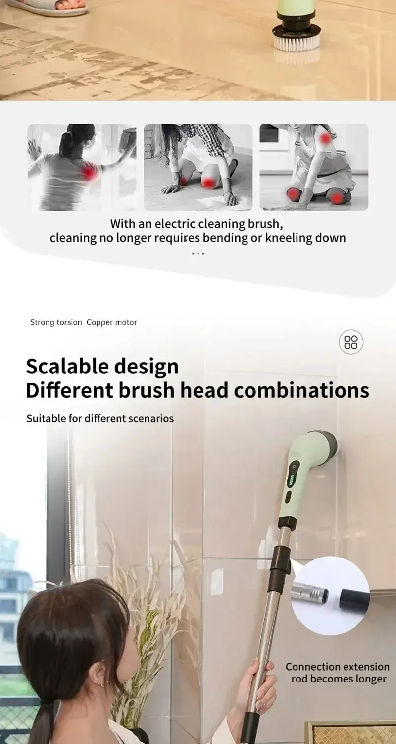 Brosse de nettoyage électrique, détails des matériaux