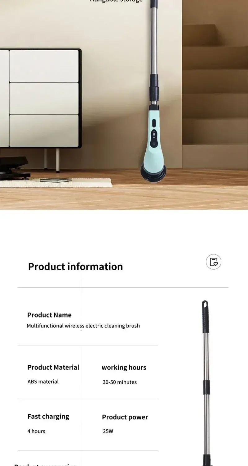 Brosse de nettoyage électrique, finitions et détails