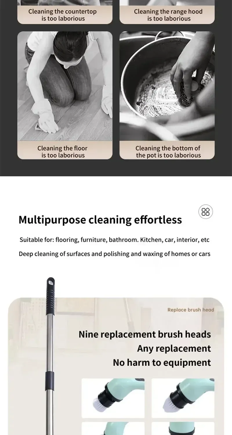 Accessoires interchangeables de la brosse de nettoyage