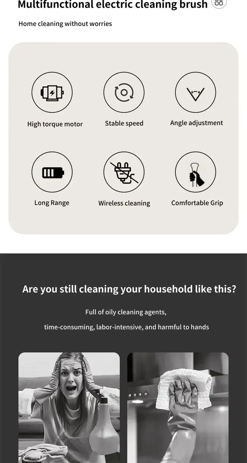 Brosse de nettoyage électrique en situation d'utilisation
