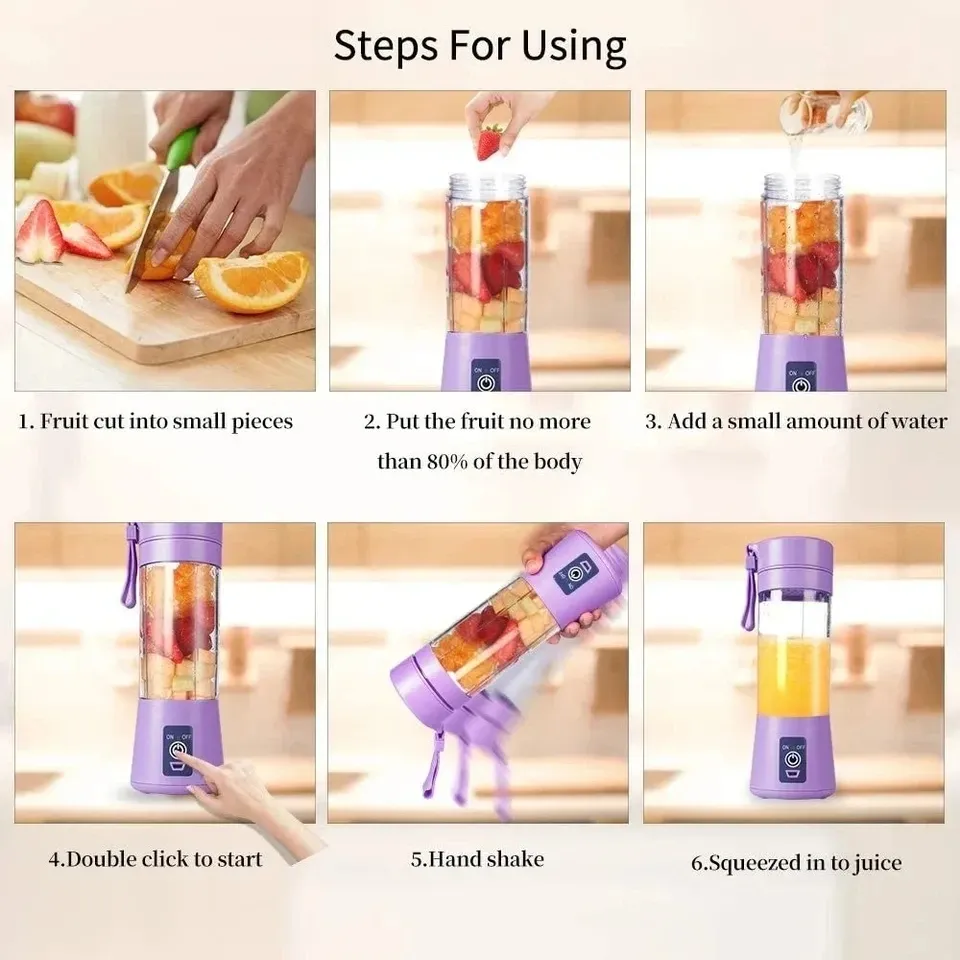 Mélangeur électrique portable JU479 avec mini bouteille, idéal pour milkshakes et fruits 6
