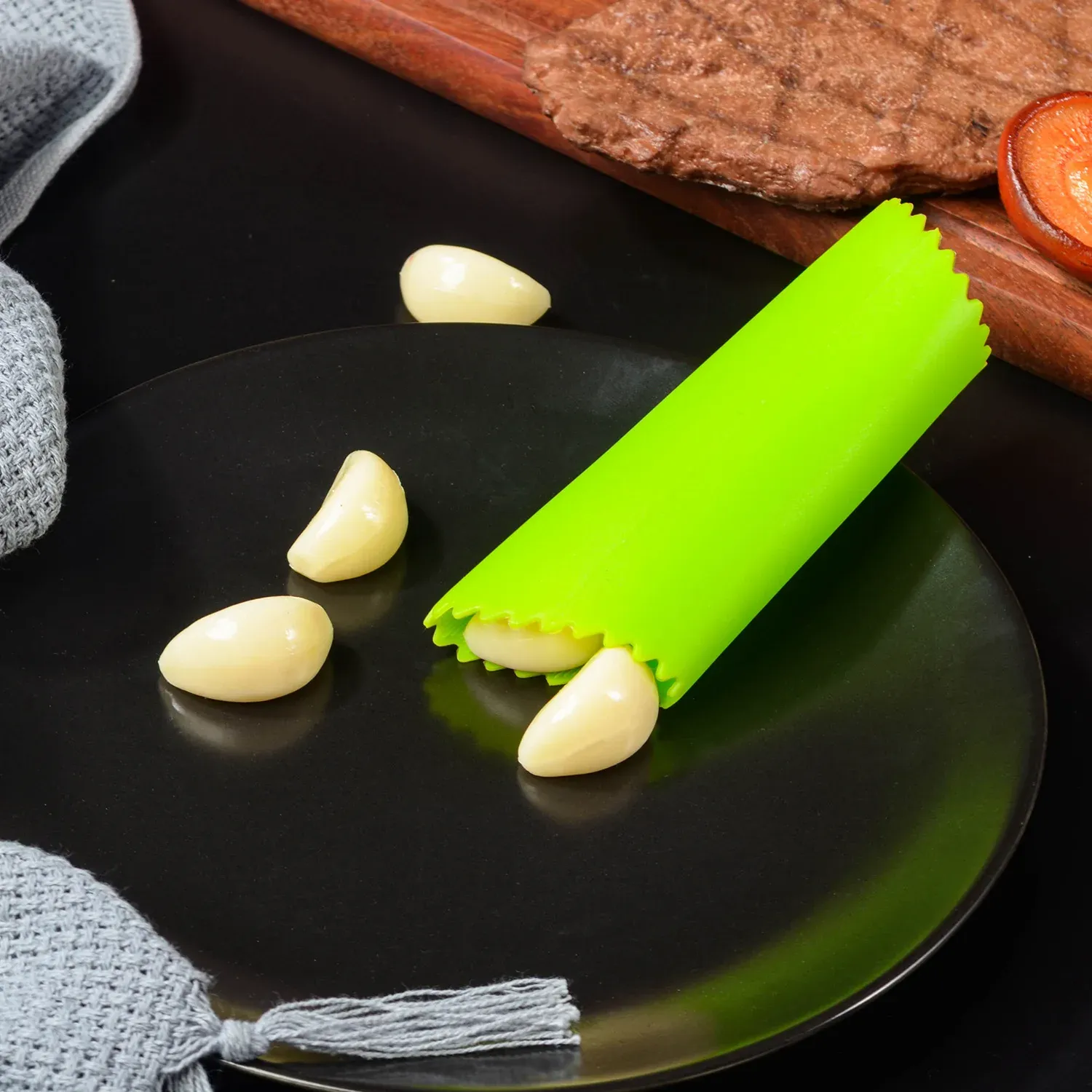 Éplucheur d'ail en silicone, détails de finition