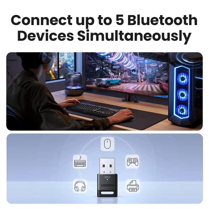 Adaptateur Bluetooth USB 6.0 pour PC Windows 11, 10 et 8.1 – Récepteur et émetteur pour clavier et souris 4