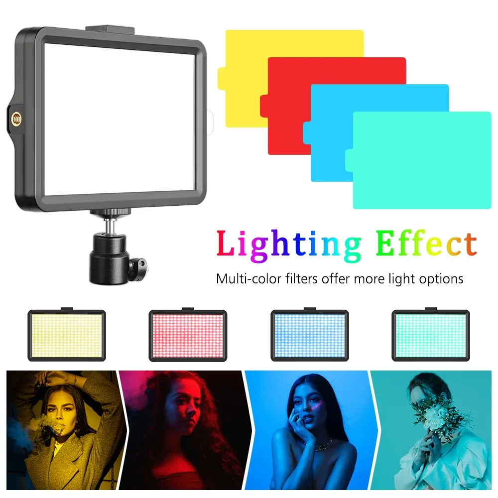 Panneau LED RVB pour vidéo et photographie, kit d'éclairage de studio avec trépied annulaire 6 pouces 2