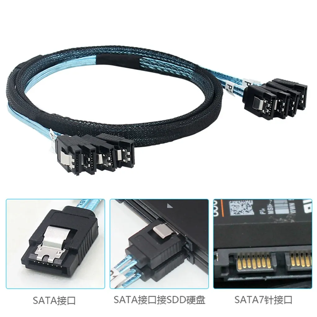 Câble adaptateur SATA 7 broches femelle coudé 90° / 180° à gaine tressée 6