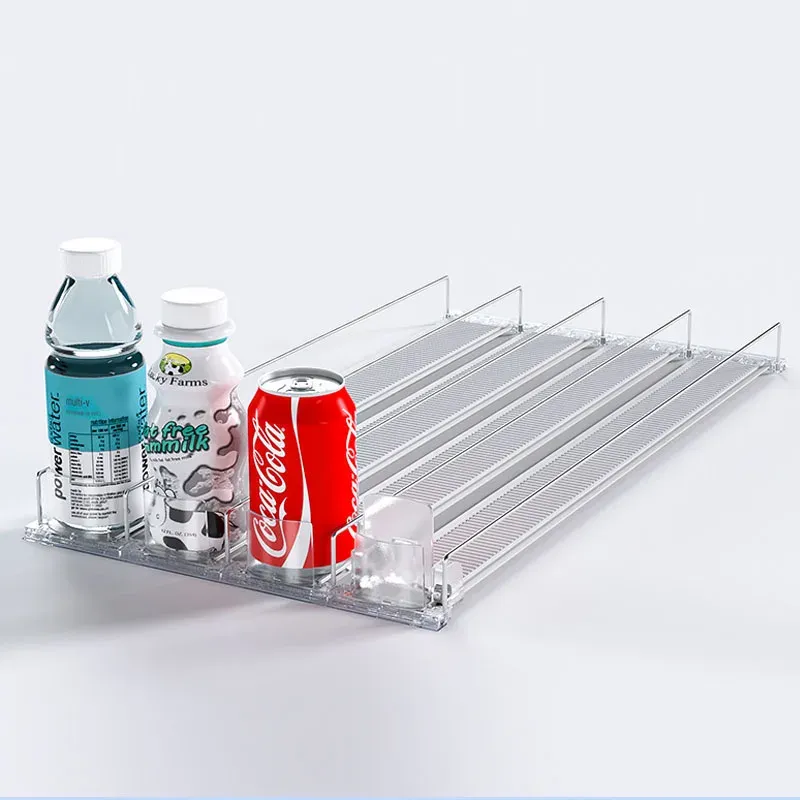 Organisateur de boissons transparent à rail coulissant