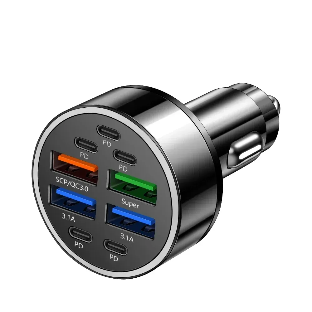 Chargeur de voiture 350 W à 10 ports, charge rapide PD et QC 3.0, USB-C, adaptateur de charge pour iPhone, Samsung, Huawei et Xiaomi 7
