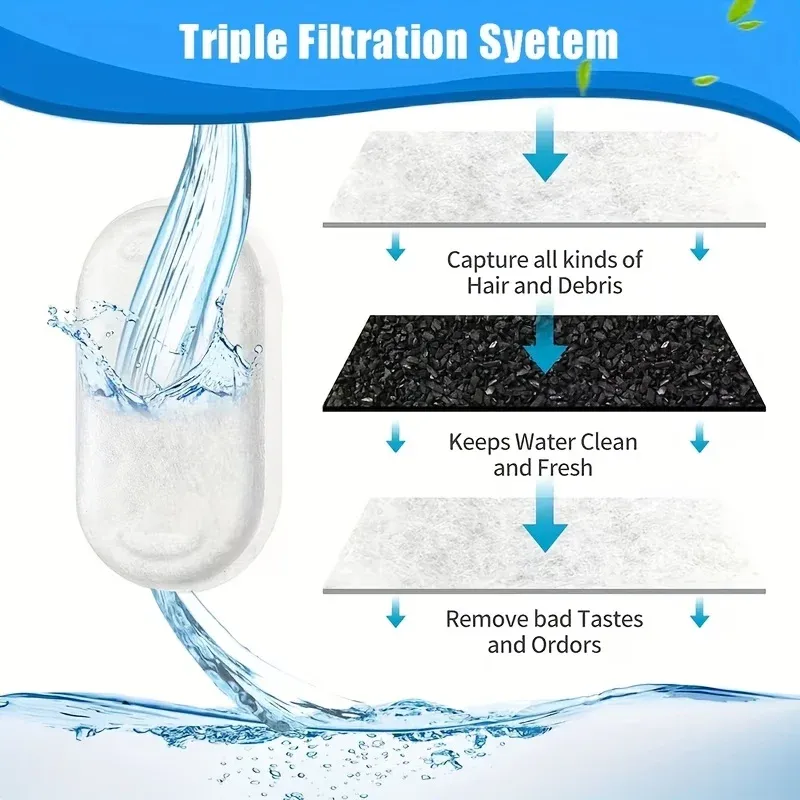 Filtres de rechange en charbon actif pour fontaine à eau pour animaux de compagnie, chats et chiens, lot de 11 ou 25 pièces 4
