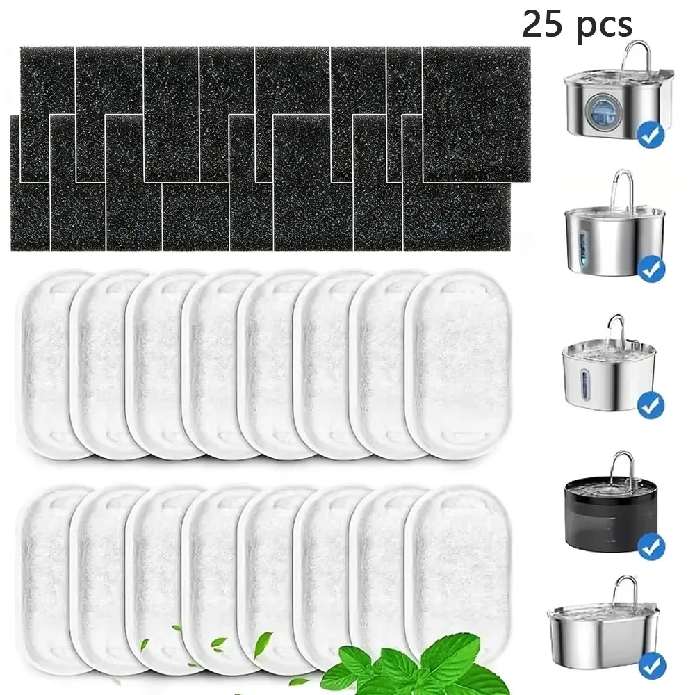 Filtres de rechange en charbon actif pour fontaine à eau pour animaux de compagnie, chats et chiens, lot de 11 ou 25 pièces 13
