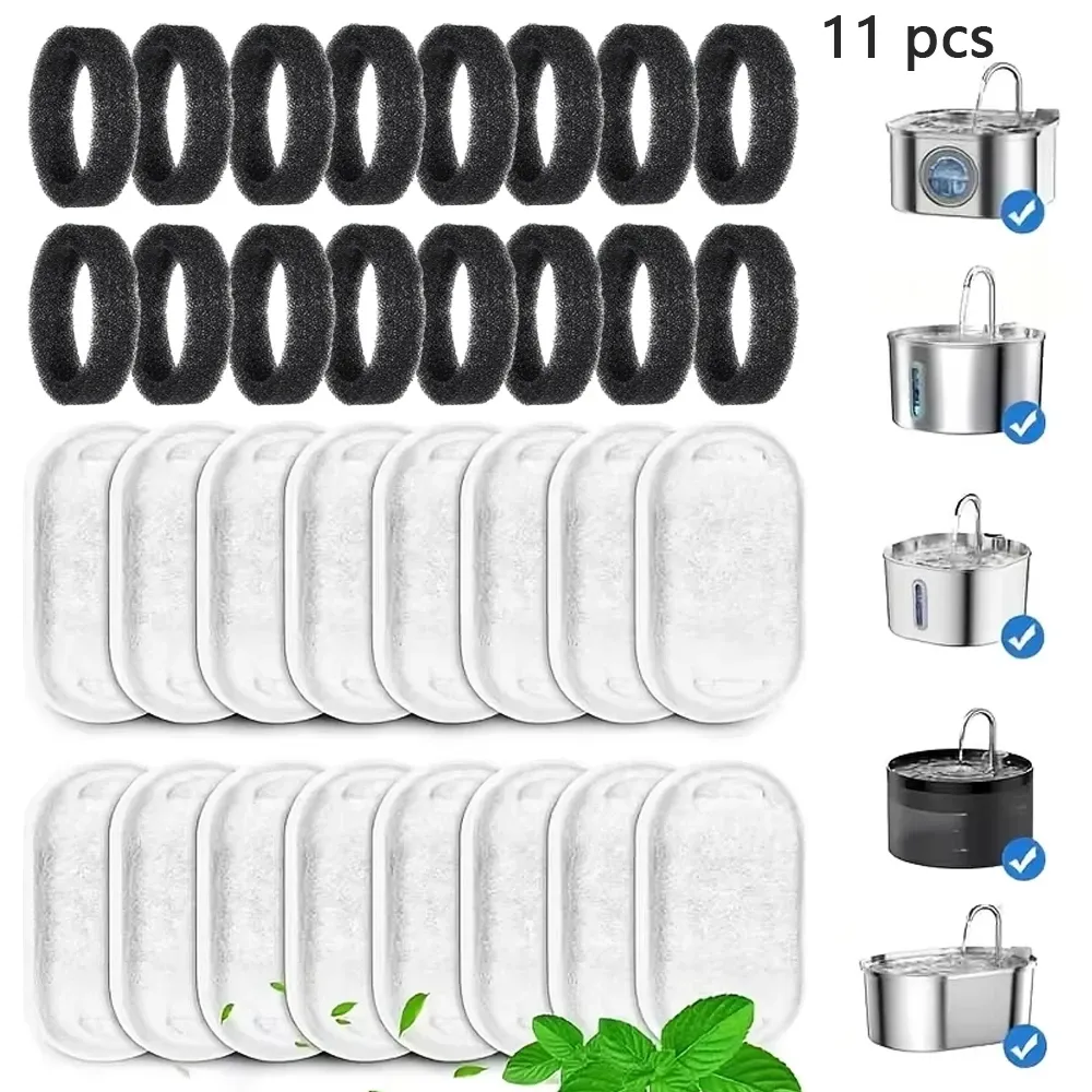 Filtres de rechange en charbon actif pour fontaine à eau pour animaux de compagnie, chats et chiens, lot de 11 ou 25 pièces 8