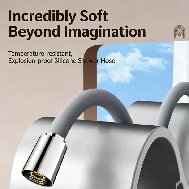 Tuyau de douche en silicone en situation