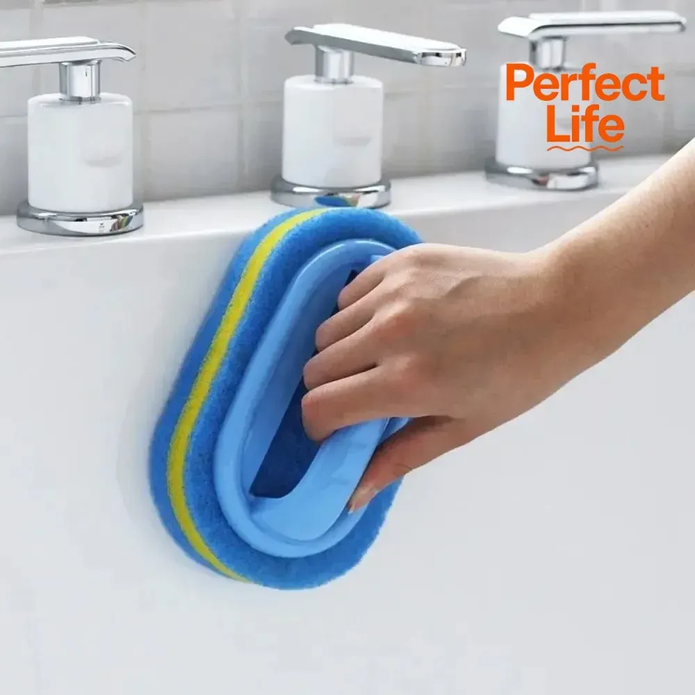 Brosse à récurer de cuisine avec manche pour casseroles, tampon abrasif épais haute densité, brosse de nettoyage pour carrelage et murs en céramique 6