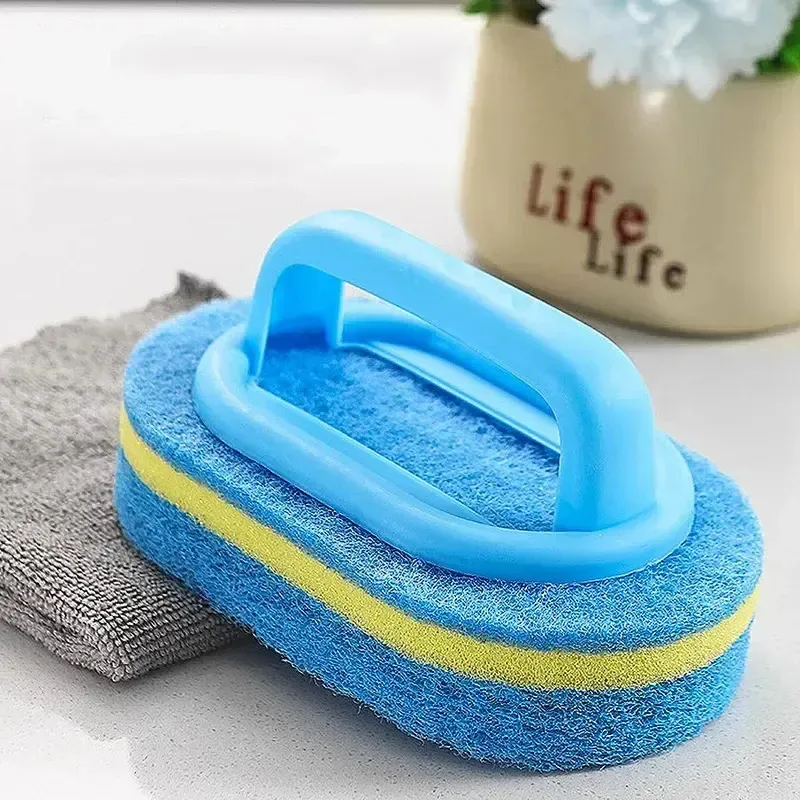 Brosse à récurer de cuisine avec manche pour casseroles, tampon abrasif épais haute densité, brosse de nettoyage pour carrelage et murs en céramique 7
