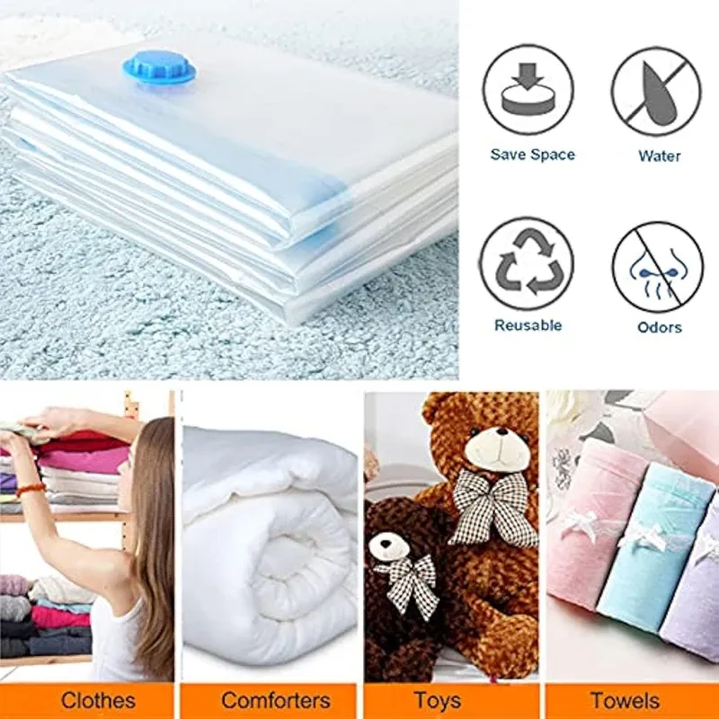 Sacs de rangement sous vide avec pompe à main pour vêtements, couvertures et literie 4