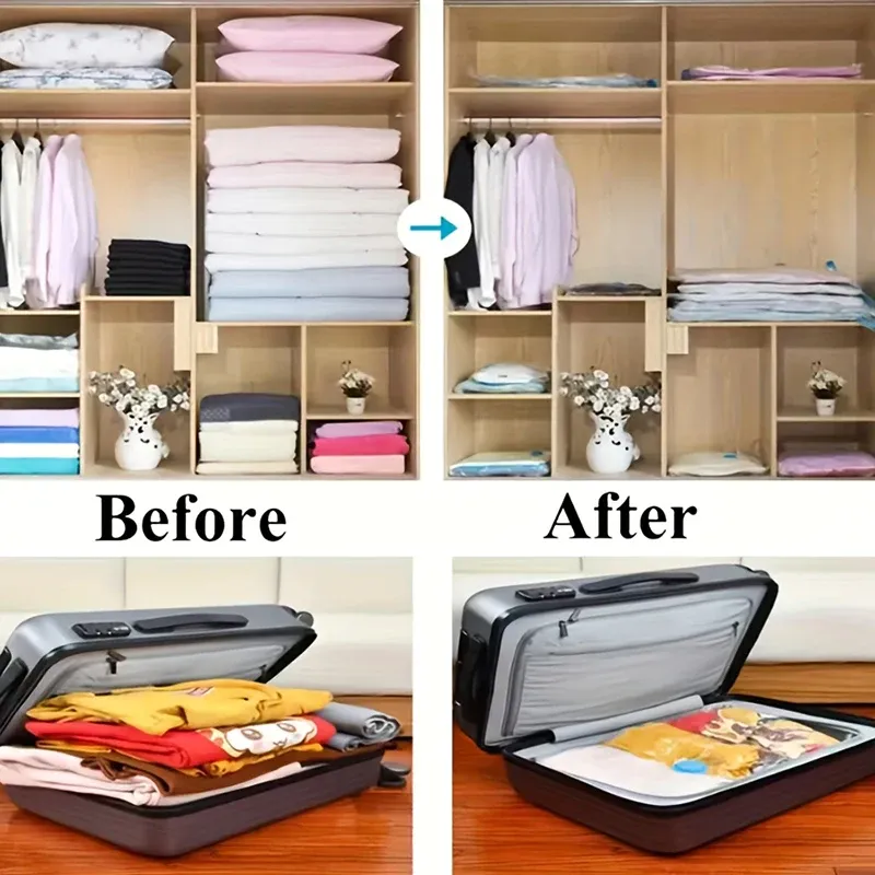 Sacs de rangement sous vide avec pompe à main pour vêtements, couvertures et literie 6
