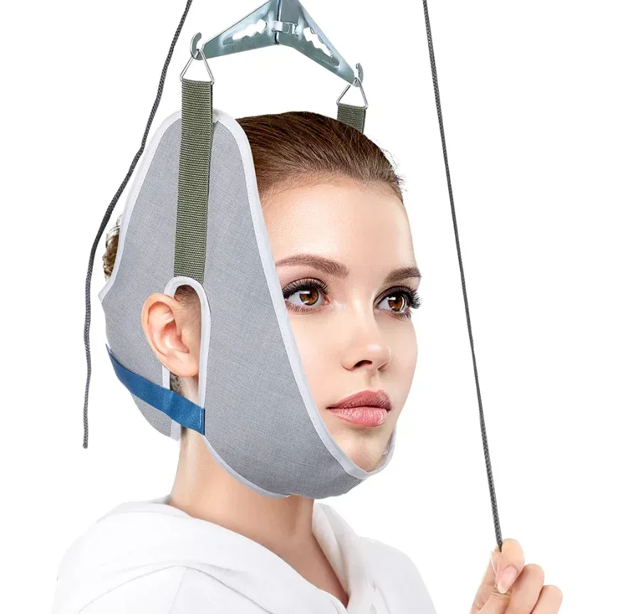 Kit de traction cervicale réglable à suspendre à la porte, avec coussin, ceinture de maintien, correcteur cervical et masseur tête et dos 7