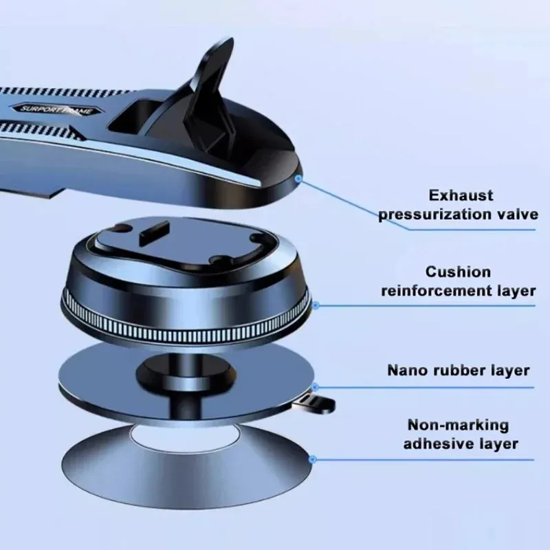 Support de téléphone universel pour voiture à fixation sur tableau de bord, rotation à 360° et tige d'extension 3