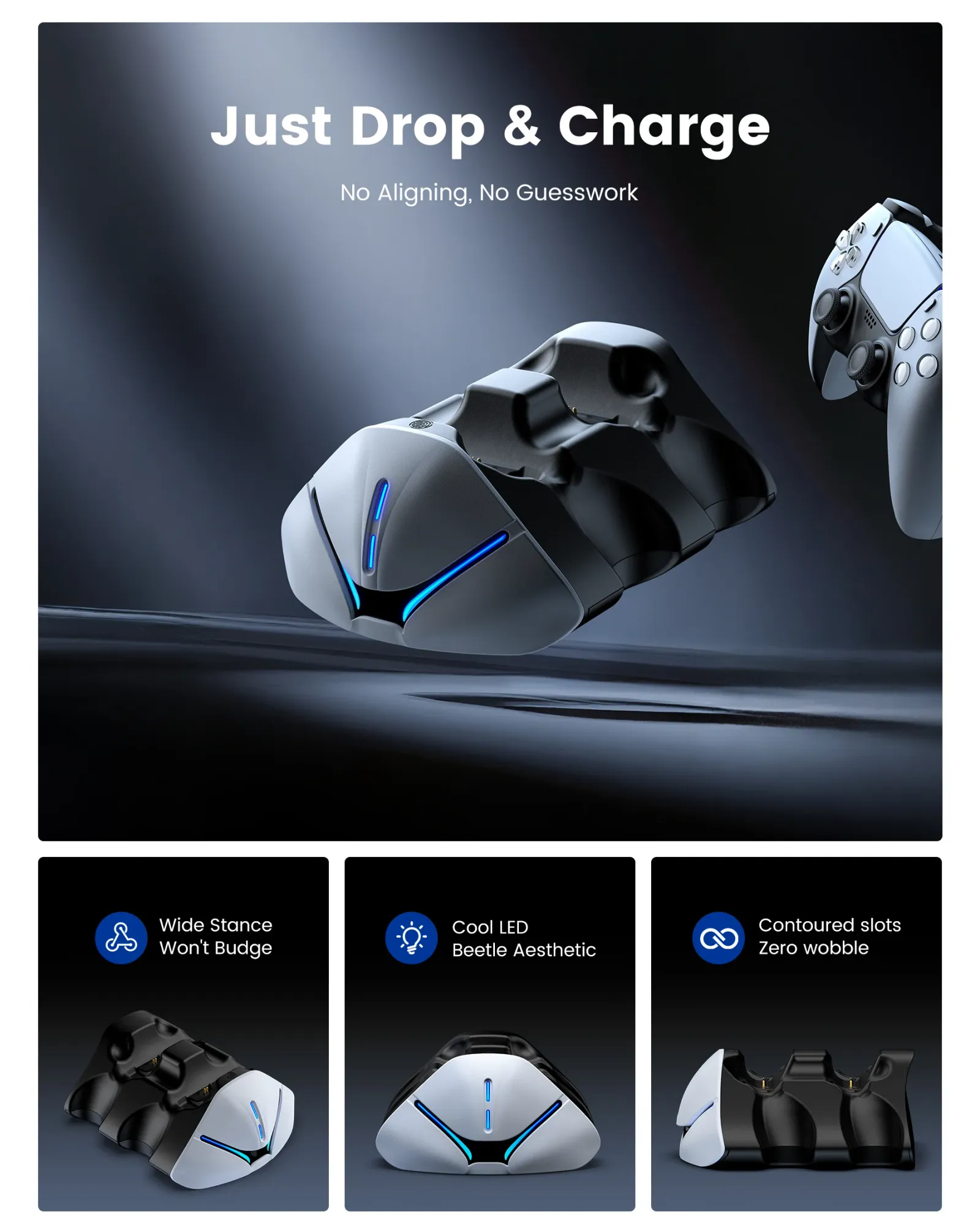Station de charge pour manette PS5 vue détaillée