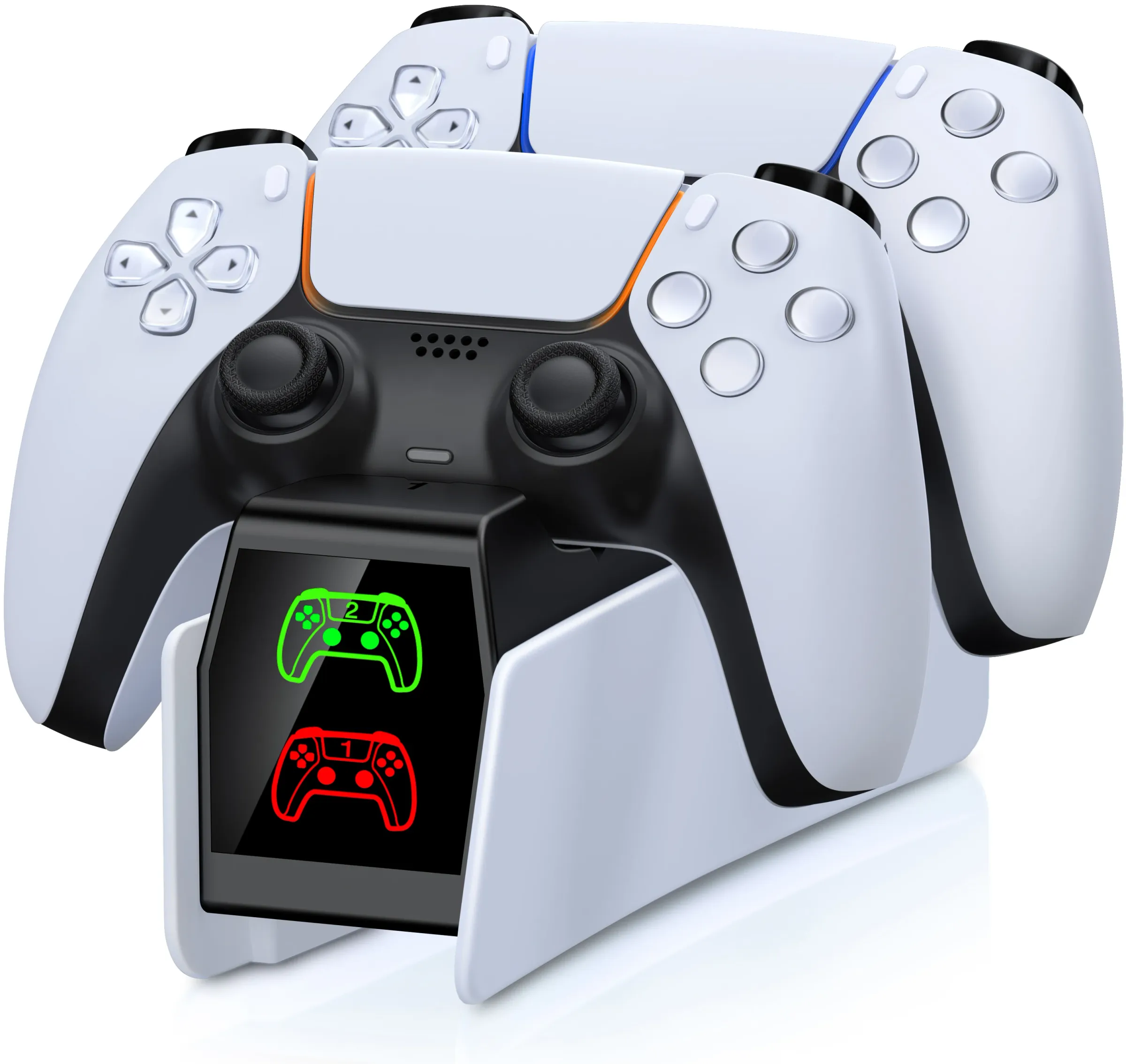 Station de recharge RGB pour manette PS5 avec double chargeur rapide, indicateur lumineux RGB et support de charge 7