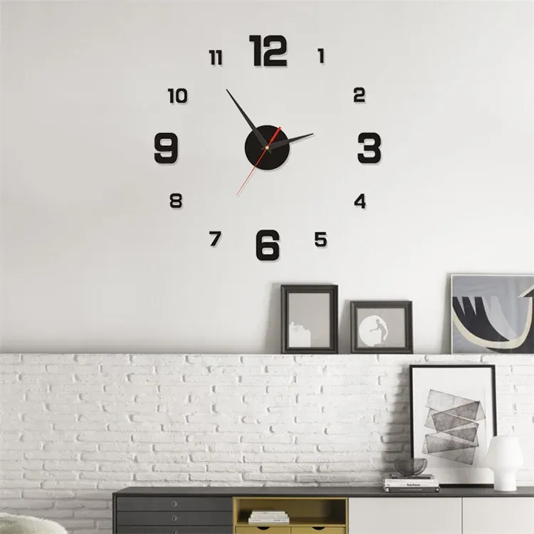 Horloge murale 3D créative sans cadre, bricolage, silencieuse, horloge numérique pour salon et bureau, décoration murale 3