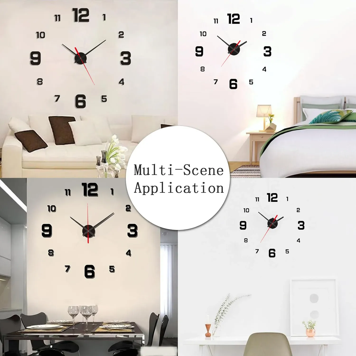Horloge murale 3D créative sans cadre, bricolage, silencieuse, horloge numérique pour salon et bureau, décoration murale 4