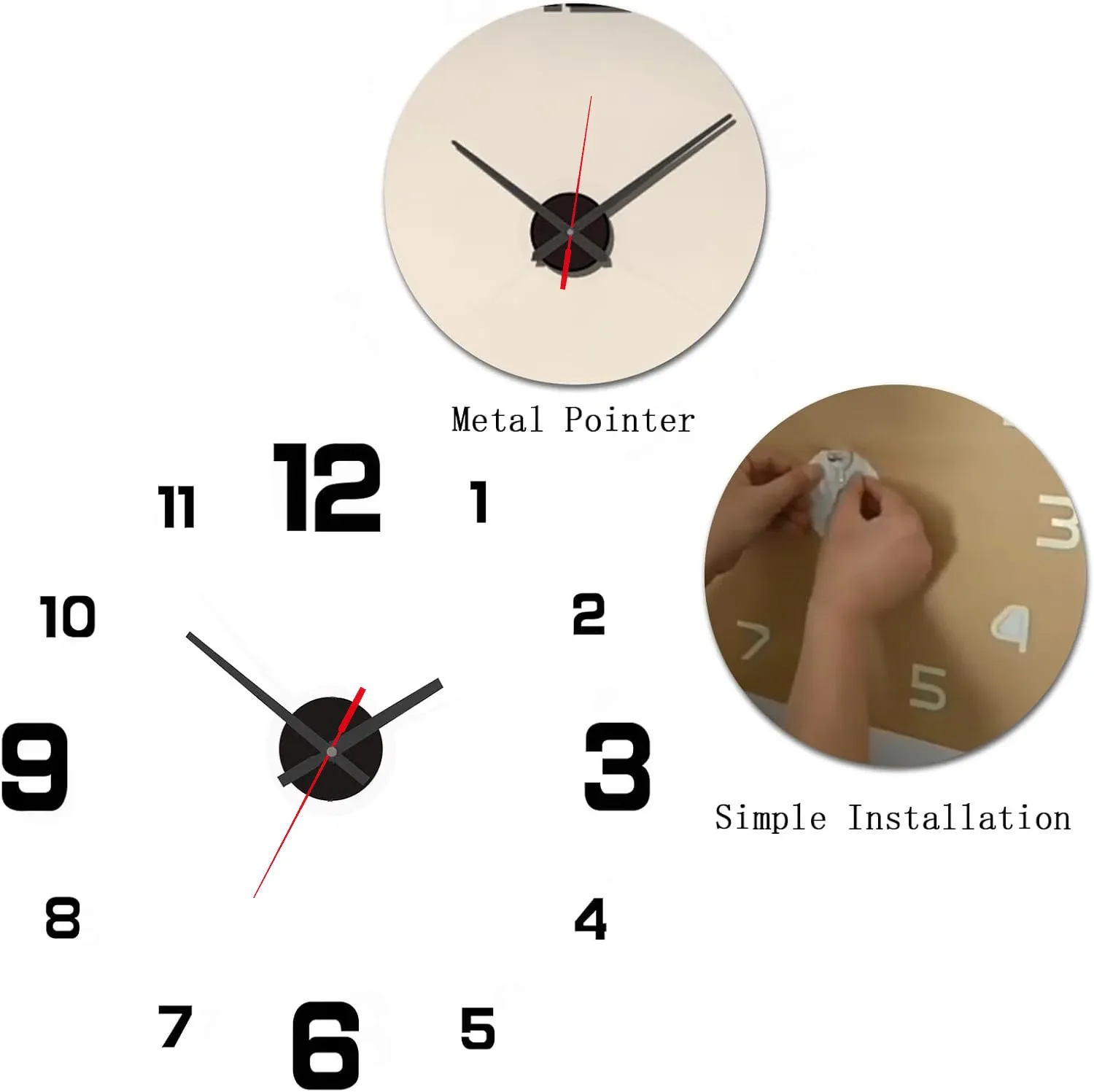 Horloge murale 3D vue rapprochée