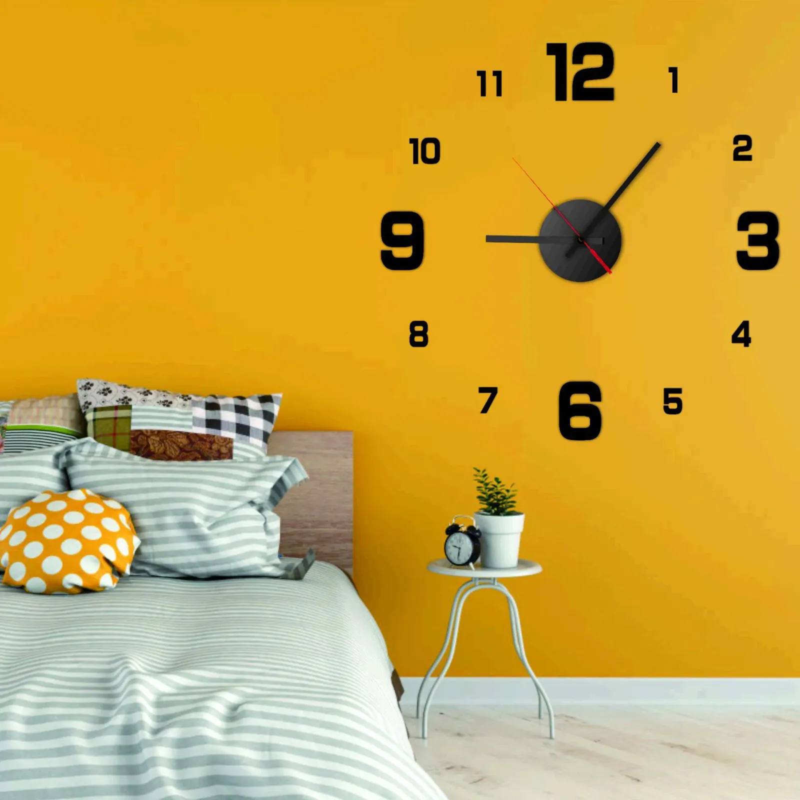 Horloge murale 3D installée dans un intérieur