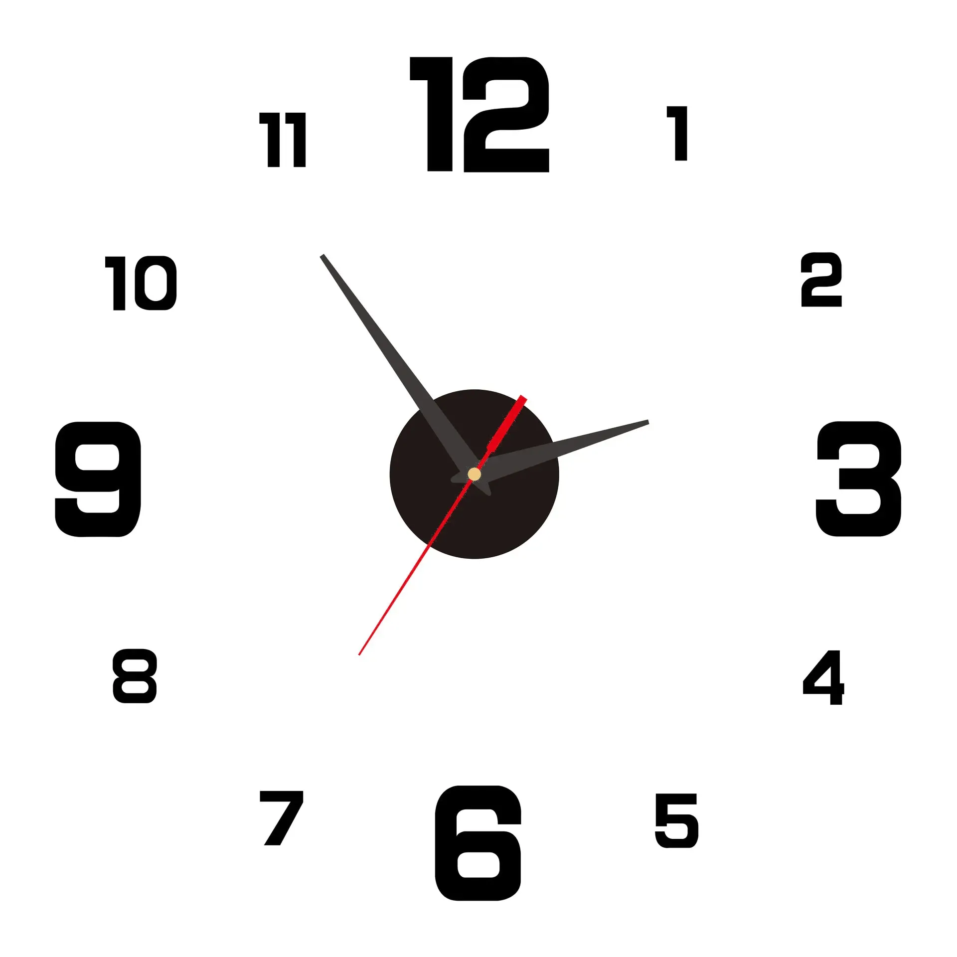 Horloge murale 3D créative sans cadre, bricolage, silencieuse, horloge numérique pour salon et bureau, décoration murale 8
