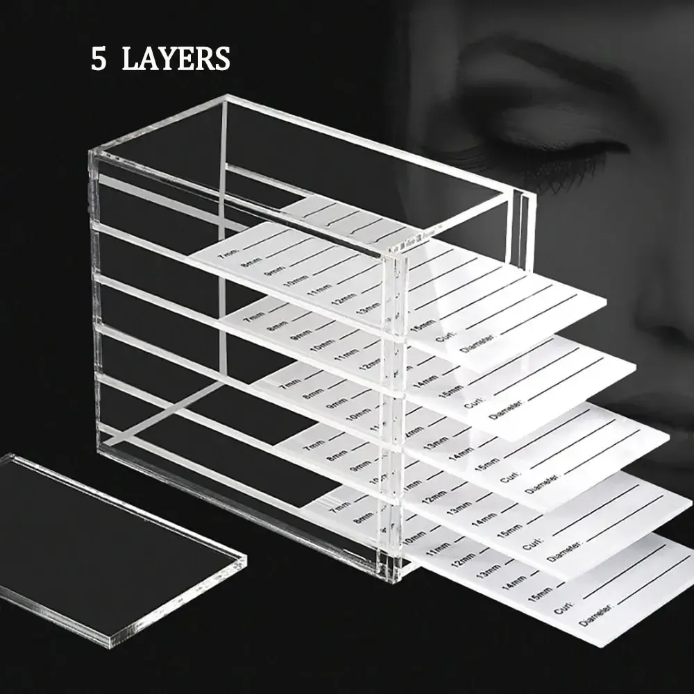 Boîte de rangement pour extensions de cils à 5 niveaux, palette acrylique, organisateur de cils en vison avec présentoir, outils de maquillage et accessoires - Image 1