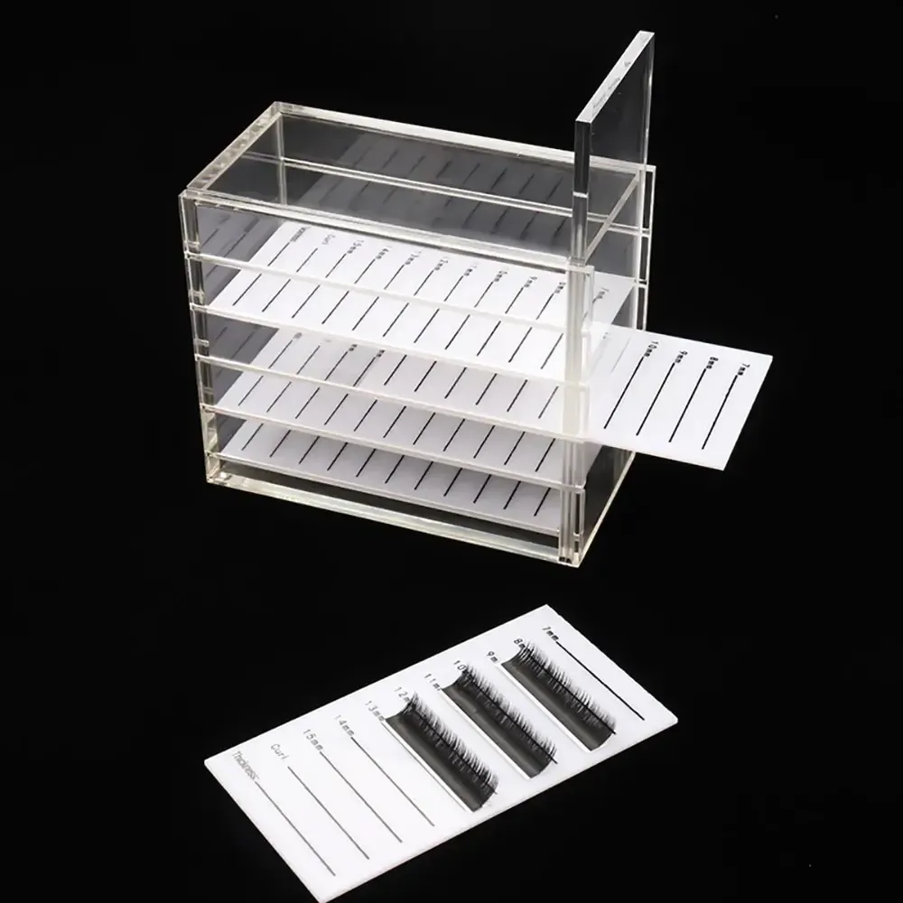 Boîte de rangement pour extensions de cils, détail des niveaux