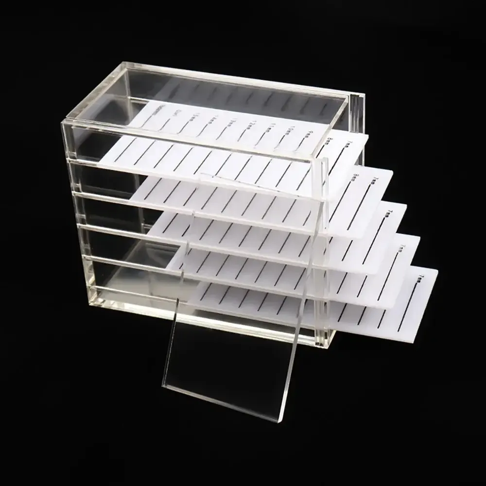 Boîte de rangement pour extensions de cils en acrylique, vue d'ensemble