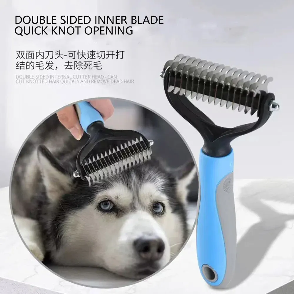 Brosse professionnelle de démêlage pour animaux de compagnie, peigne et épilateur pour poils de chien, coupe-nœuds pour chiots et chats 3