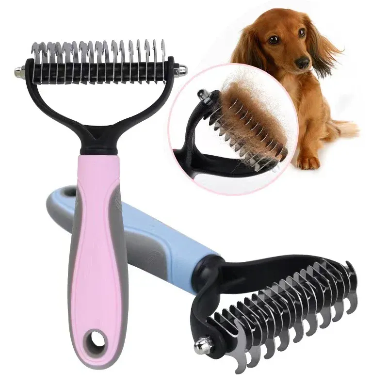 Brosse professionnelle de démêlage pour animaux de compagnie, peigne et épilateur pour poils de chien, coupe-nœuds pour chiots et chats 2