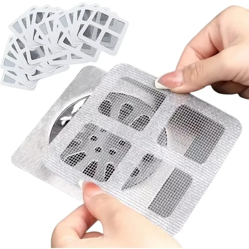 Lot de 10 crépines de douche jetables en maille, filtre à cheveux pour évacuation de douche, grille de sol et d'évier, bouchon anti-cheveux pour salle de bain et cuisine 6