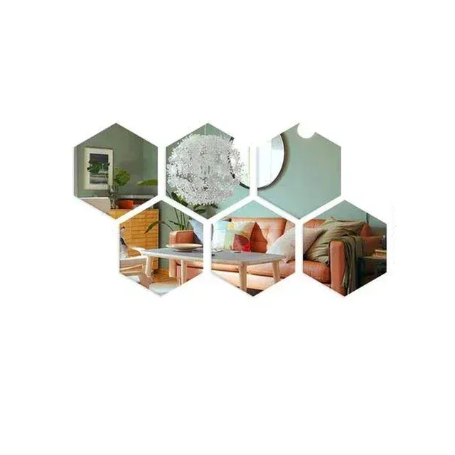 Autocollants muraux miroir hexagonal 3D en acrylique, décoration intérieure auto-adhésive 8