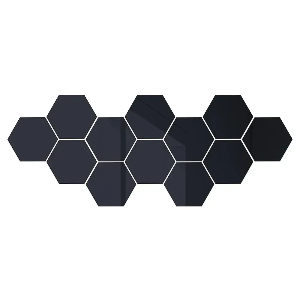 Autocollants muraux miroir hexagonal 3D en acrylique, décoration intérieure auto-adhésive 11