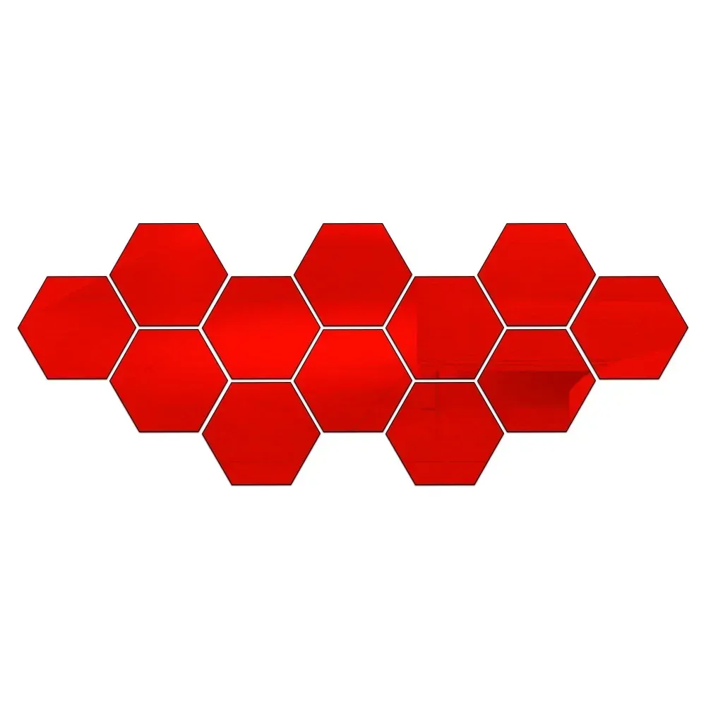 Autocollants muraux miroir hexagonal 3D en acrylique, décoration intérieure auto-adhésive 13