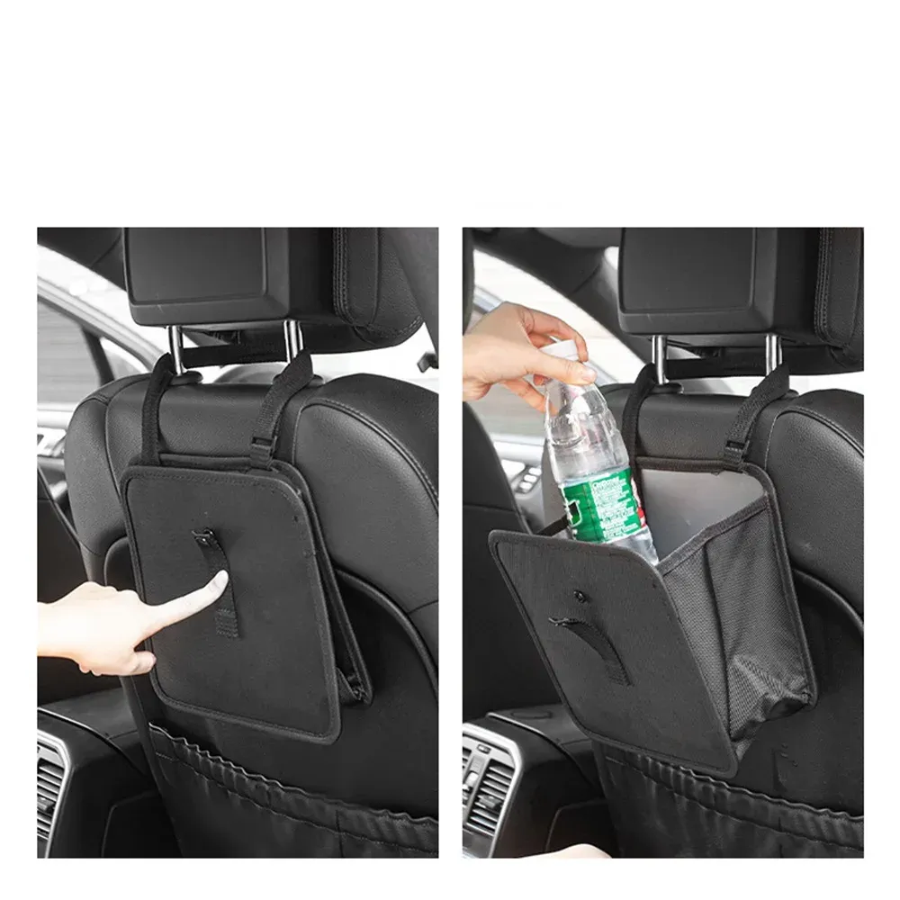 Poubelle de voiture pliable, portable et multifonctionnelle, sac de rangement suspendu au dossier de siège, sac de rangement imperméable pour voiture 5