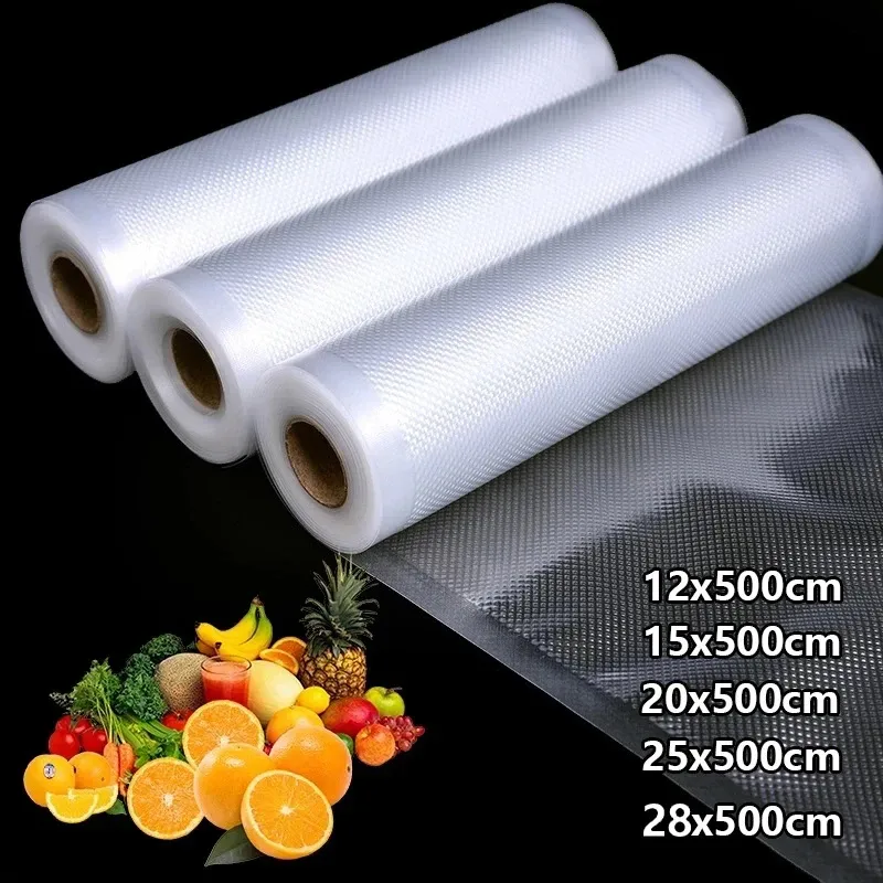 Rouleau de sacs sous vide alimentaires pour machine sous vide, 500 cm : viandes, fruits et légumes - Image 1