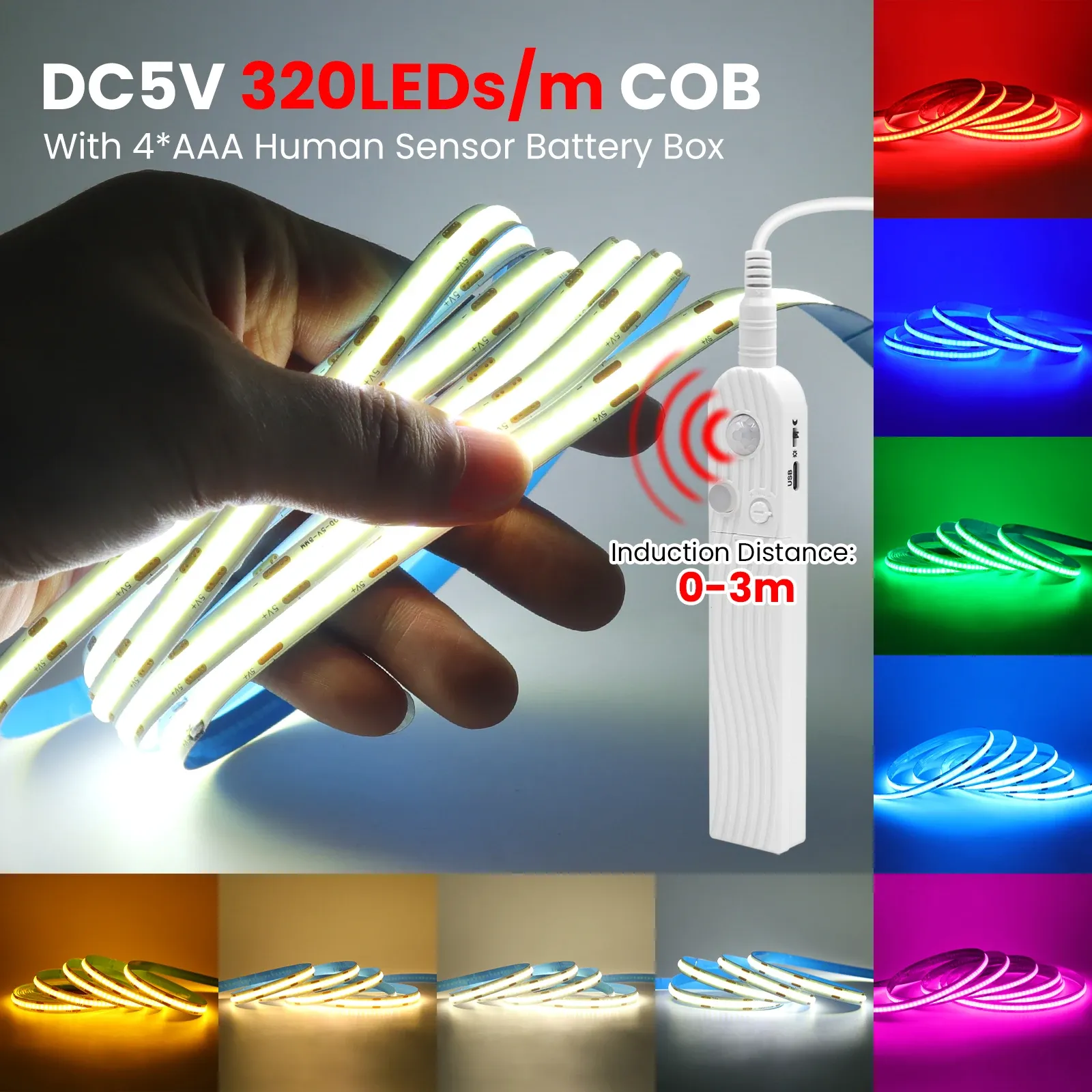 Ruban LED COB à détection de mouvement en ambiance