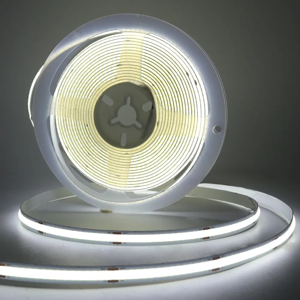 Bande LED COB 8 mm 5 V avec capteur de mouvement, alimentation par batterie, 320 LED/m, veilleuse à détection, blanc chaud, rouge, bleu glacé, vert, jaune 7