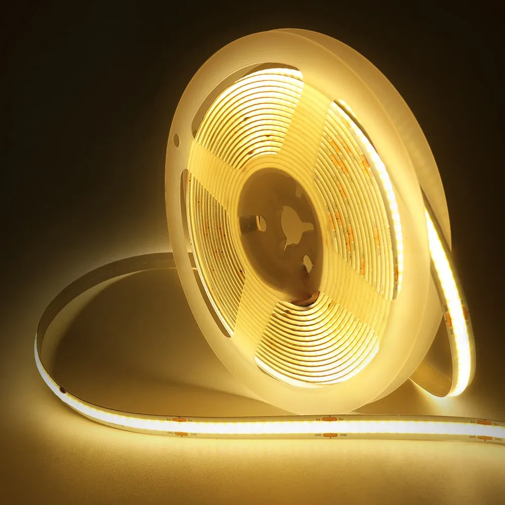Bande LED COB 8 mm 5 V avec capteur de mouvement, alimentation par batterie, 320 LED/m, veilleuse à détection, blanc chaud, rouge, bleu glacé, vert, jaune 9