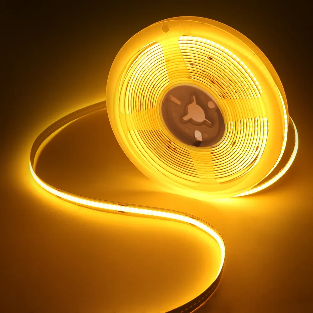 Bande LED COB 8 mm 5 V avec capteur de mouvement, alimentation par batterie, 320 LED/m, veilleuse à détection, blanc chaud, rouge, bleu glacé, vert, jaune 12