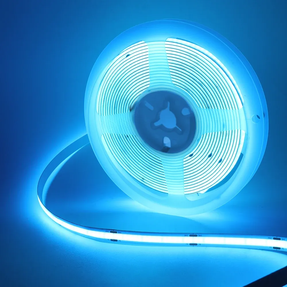 Bande LED COB 8 mm 5 V avec capteur de mouvement, alimentation par batterie, 320 LED/m, veilleuse à détection, blanc chaud, rouge, bleu glacé, vert, jaune 15