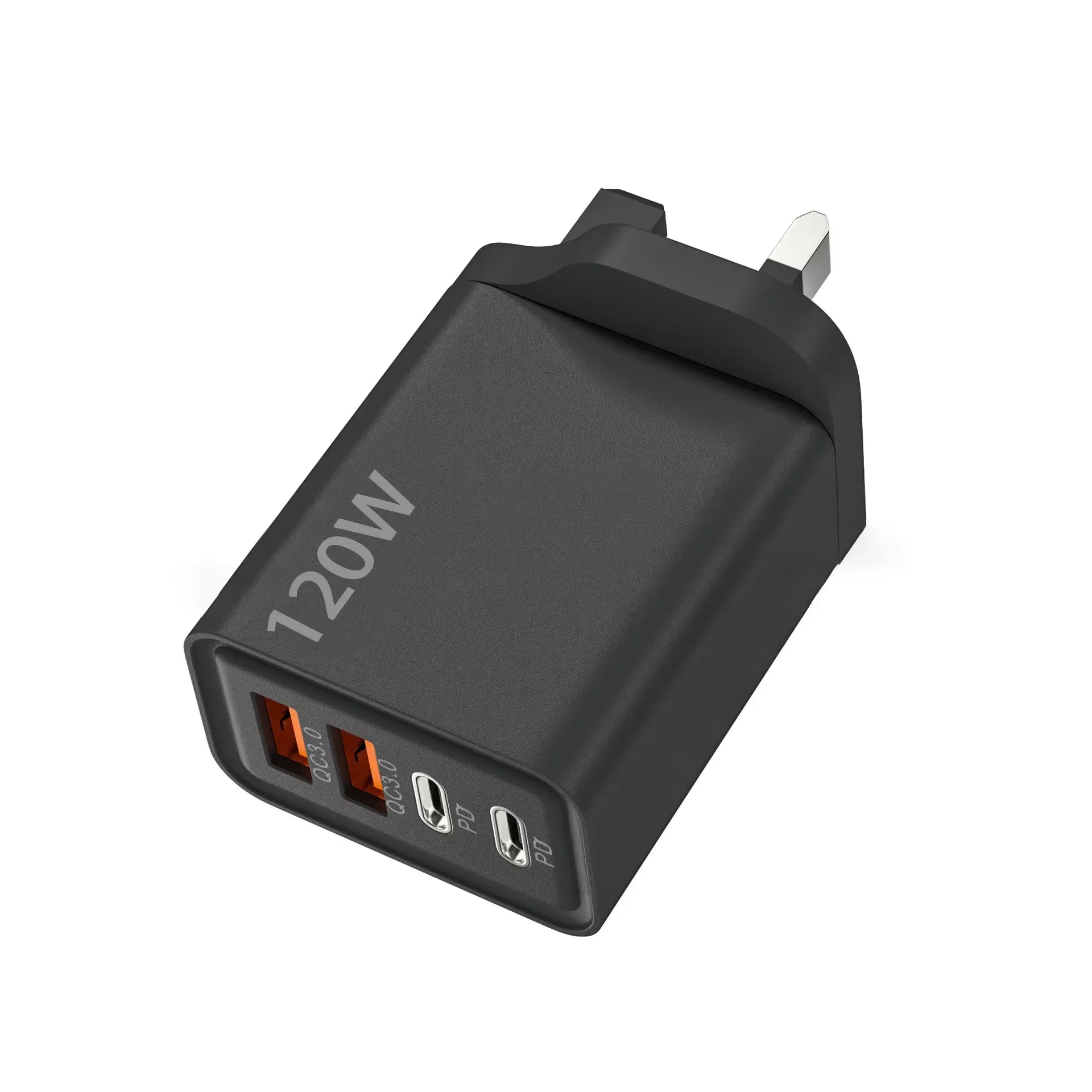 Station de charge rapide USB-C 4 ports 120 W, adaptateur mural PD QC 3.0, câble de données pour iPhone, Samsung, Xiaomi, Huawei, prise UE, US, UK, voyage 8