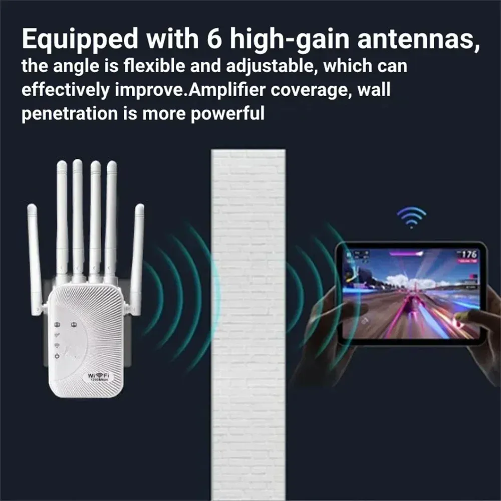 Répéteur Wi-Fi double bande 2,4 GHz / 5 GHz 1200 Mbps, amplificateur et extension de portée de signal sans fil pour la maison 3
