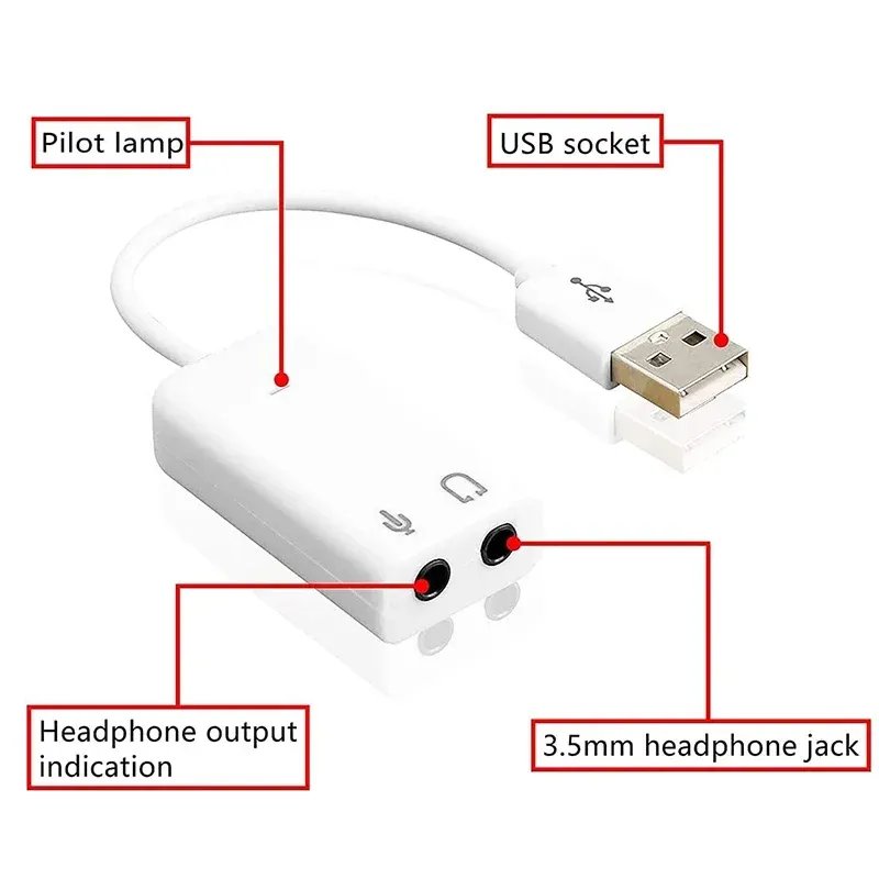 Carte son USB externe 7.1 canaux avec adaptateur audio USB vers Jack 3,5 mm pour casque et microphone, compatible MacBook 4