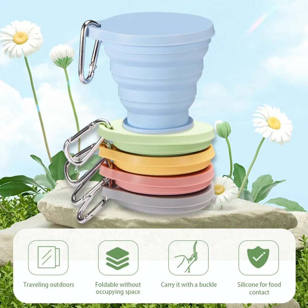 Tasse pliable en silicone, utilisation en extérieur