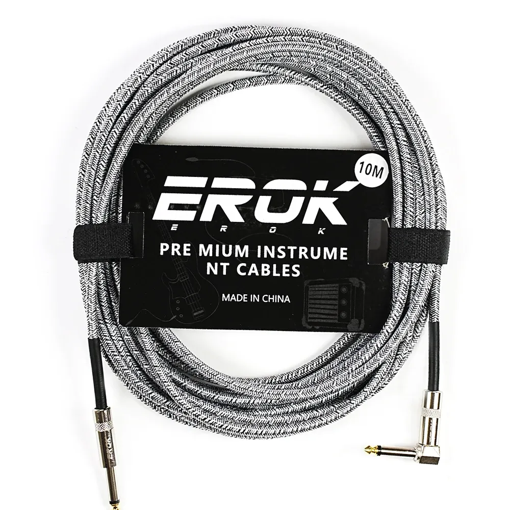 Câble audio pour guitare EROK 1,5 / 3 / 6 / 10 m, jack 6,35 mm mâle vers mâle, antibruit, tressé et coloré, compatible pédales d'effets et guitares basse 2